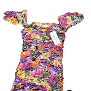 Endless Blu EB mesh rauched dress